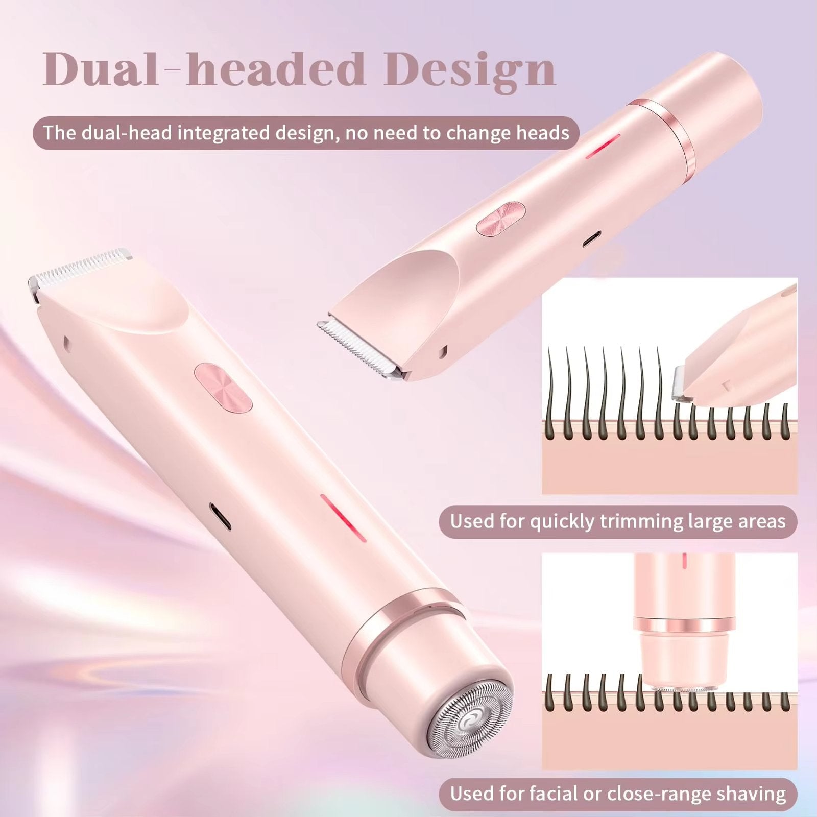 Both heads of the dual-head hair remover